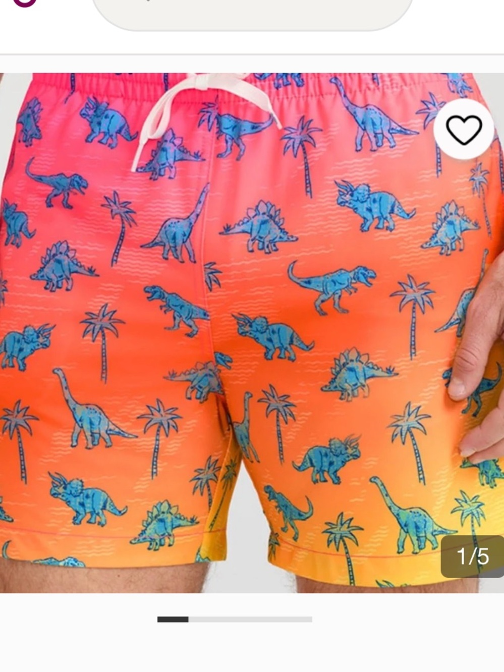 chubbies Men’s small Orange-Pink Sunset Dino Swim Trunks